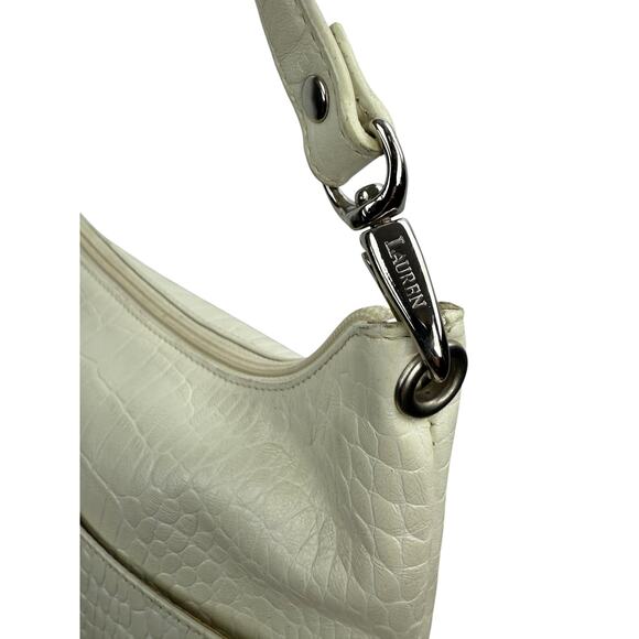 Y2K LAUREN RALPH LAUREN white crocodile leather small shoulder bag - Picture 4 of 7